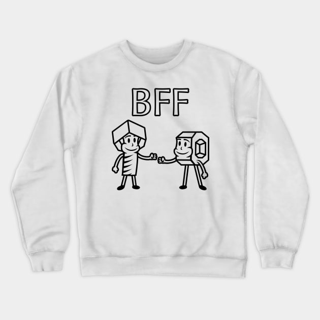 Nut and Bolt Fist Bump | Best Friends Forever Crewneck Sweatshirt by Malinda